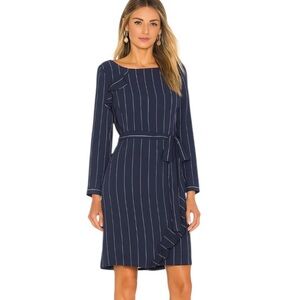 Banana Republic Pin Striped Ruffle Accent Dress Navy Size XS